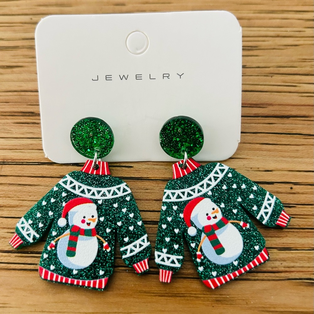 Christmas Acrylic Ugly Sweater Earrings